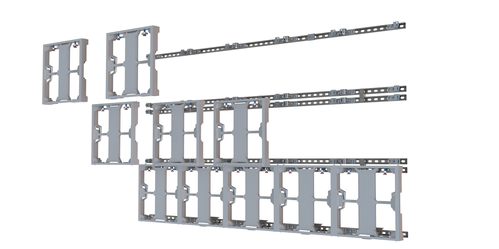 LED cabinet frames installed on StrutWall