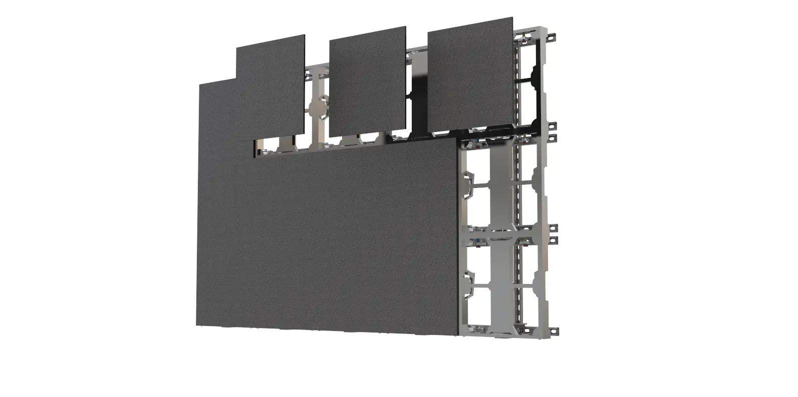 StrutWall LED pixel panels being installed on cabinet frames