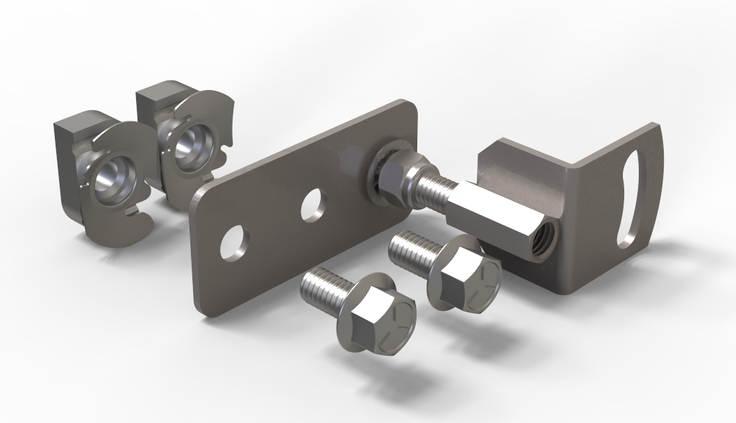 StrutWall left/right LED mount with retainer nuts and bolts